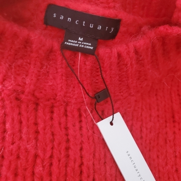 NWT Sanctuary Red Party Stripe Crewneck Sweater - Picture 6 of 7